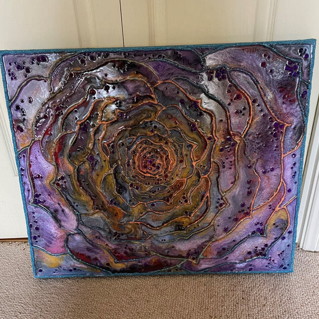 Purple Rose "Glow in the Dark" Resin Art