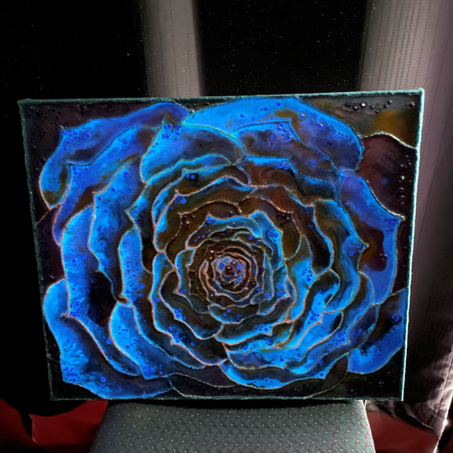 Purple Rose "Glow in the Dark" Resin Art