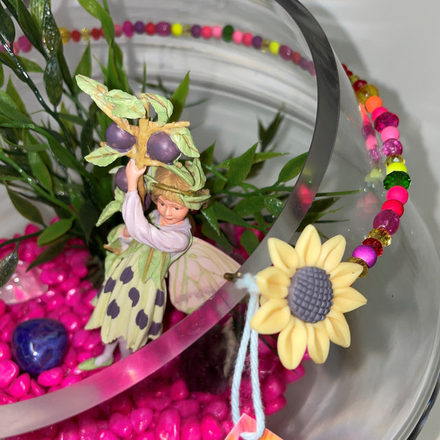 Artificial Plant & Crystal Terrarium with Flower Fairy