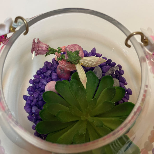 Artificial Plant & Crystal Terrarium with Flower Fairy