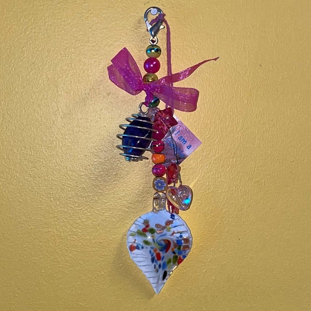 Glass Bead With Agate Crystal Hanger - On Sale