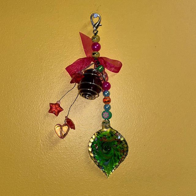 Glass Bead With Agate Crystal Hanger - On Sale